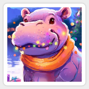 Cute Hippopotamus Drawing Sticker